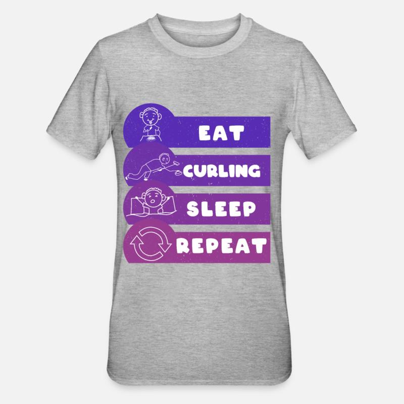 Manger Curling Sommeil Répéter - T-shirt polycoton Unisexe - gris chiné