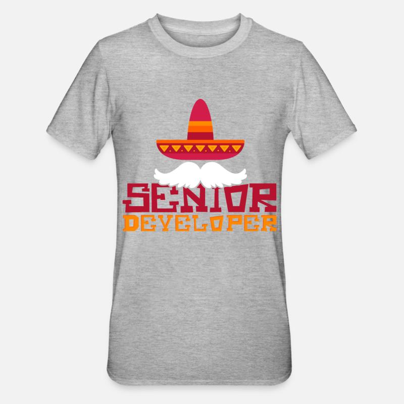 Senior Developer Programming Programmer - Unisex Polycotton T-Shirt - Grau meliert