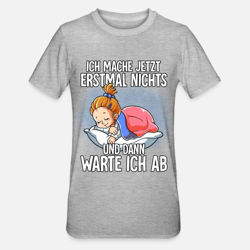 Langschläfer Mädchen Müde Schlaf - Unisex Polycotton T-Shirt - Grau meliert