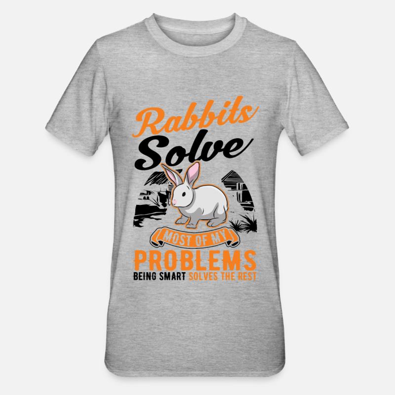 Rabbit Rabbit Rabbit - Unisex Polycotton T-Shirt - heather grey