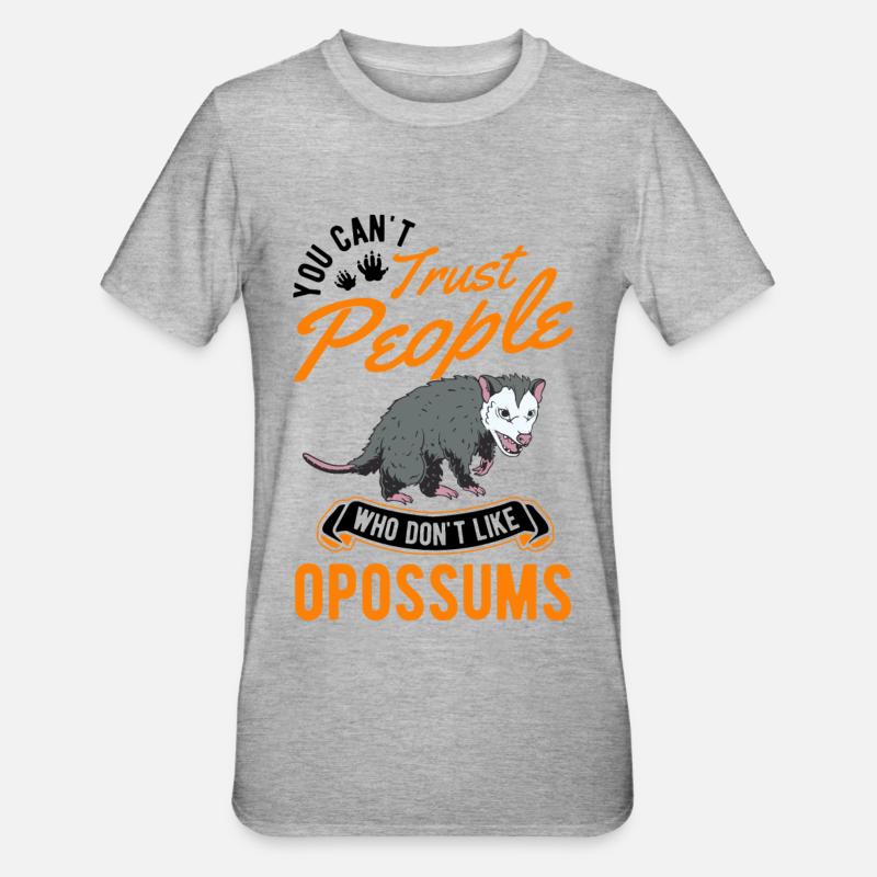 Opossum Geschenk Possum Beutelratte - Unisex Polycotton T-Shirt - Grau meliert