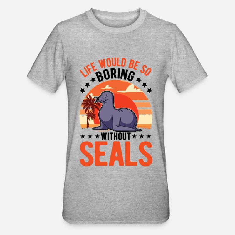 Robbe Geschenk Seehund Seelöwe - Unisex Polycotton T-Shirt - Grau meliert