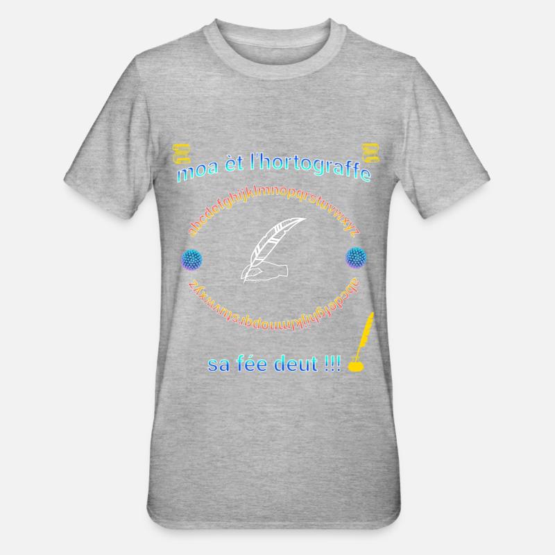 moa èt l hortograffe 2 - T-shirt polycoton Unisexe - gris chiné