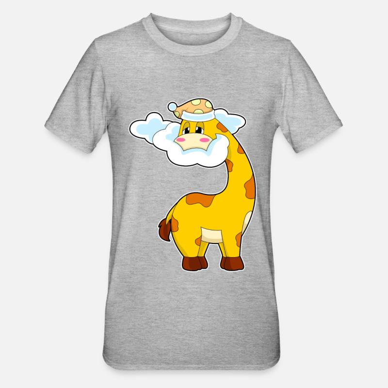 Giraffe Clouds - Unisex Polycotton T-Shirt - heather grey