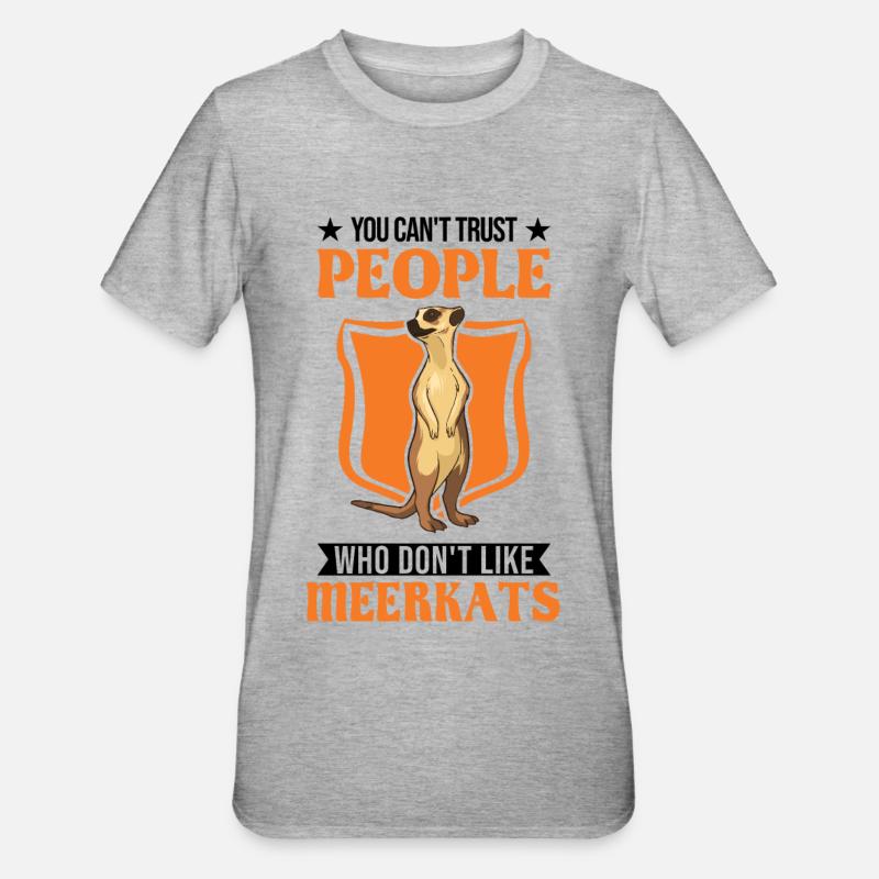 Erdmännchen Geschenk Meerkat - Unisex Polycotton T-Shirt - Grau meliert