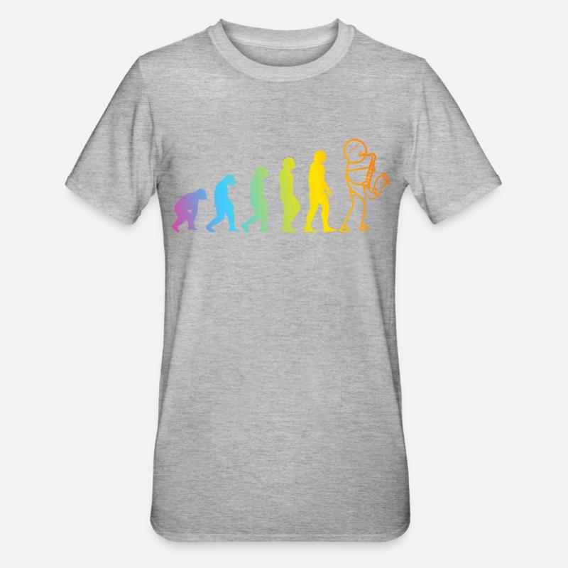Évolution du saxophoniste Saxophoniste Saxophoniste E - T-shirt polycoton Unisexe - gris chiné