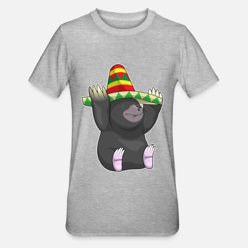 Mole Mexican Hat - Unisex Polycotton T-Shirt - heather grey