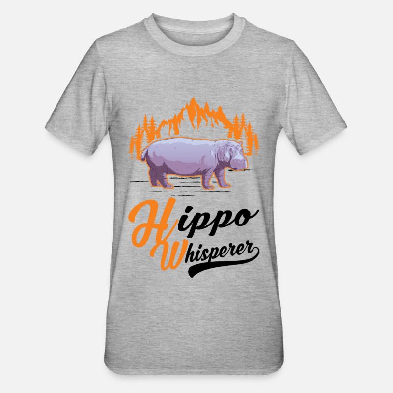 Nilpferd Flüsterer Hippo Flusspferd - Unisex Polycotton T-Shirt - Grau meliert