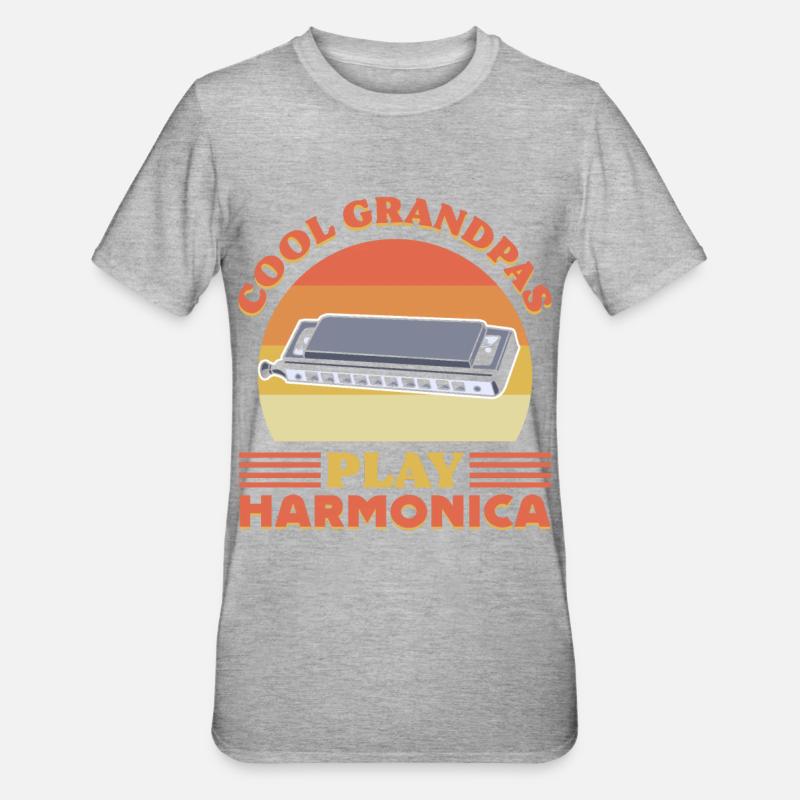 Cool Grandpas Play Harmonica - Unisex Polycotton T-Shirt - heather grey