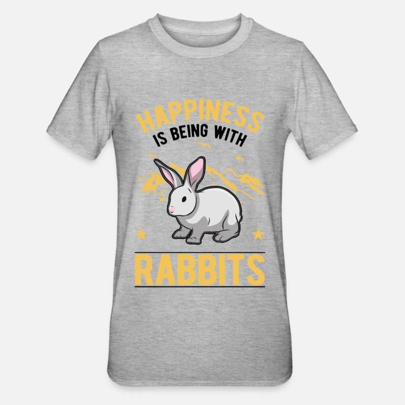 Rabbit Lucky Rabbit Rabbit - Unisex Polycotton T-Shirt - heather grey