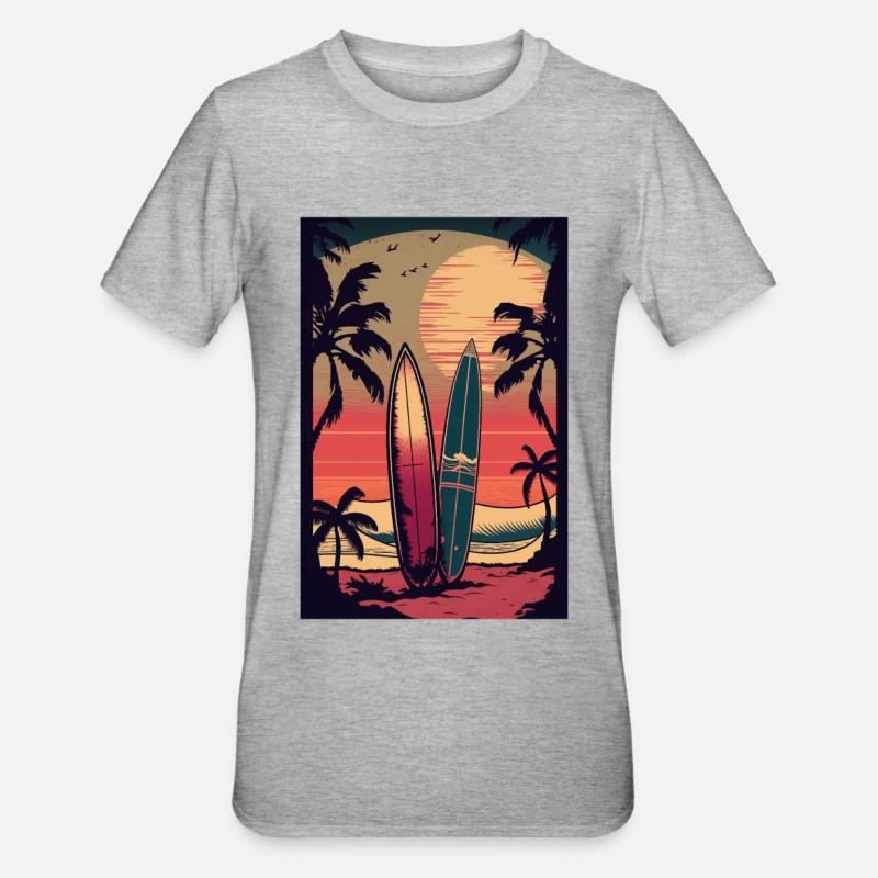 Style Rétro Surf - T-shirt polycoton Unisexe - gris chiné