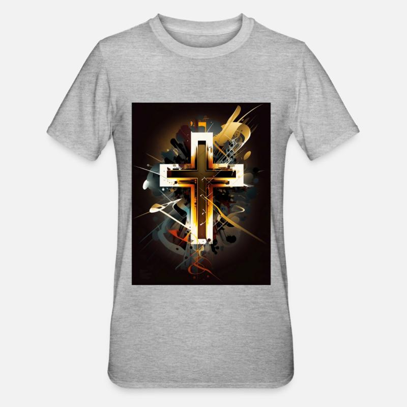 Conception de crucifix - T-shirt polycoton Unisexe - gris chiné
