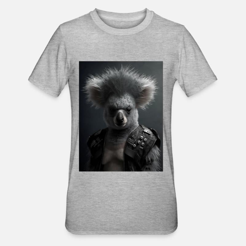 Cooler Punk Koala - Unisex Polycotton T-Shirt - Grau meliert