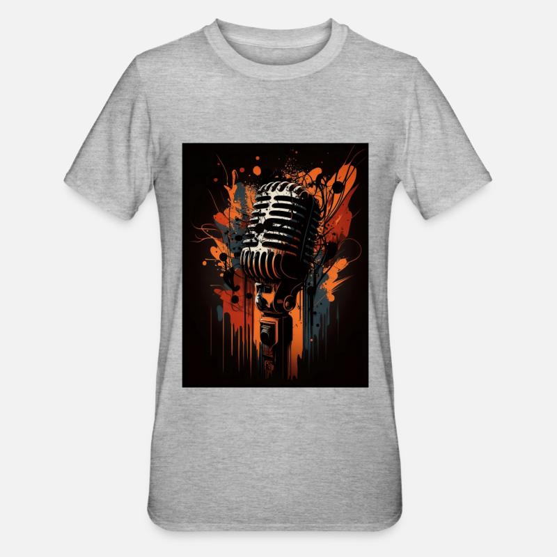 Abstract Microphone - Unisex Polycotton T-Shirt - heather grey