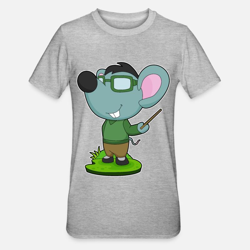 Maus Lehrer Pointer - Unisex Polycotton T-Shirt - Grau meliert