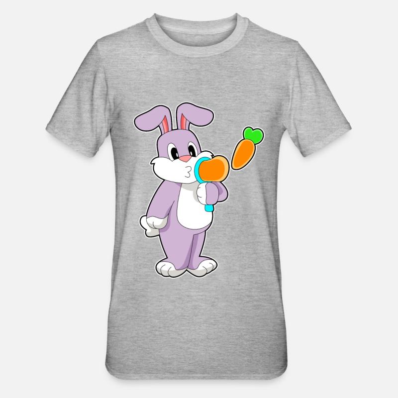 Rabbit Soap Bubbles Carrot - Unisex Polycotton T-Shirt - heather grey