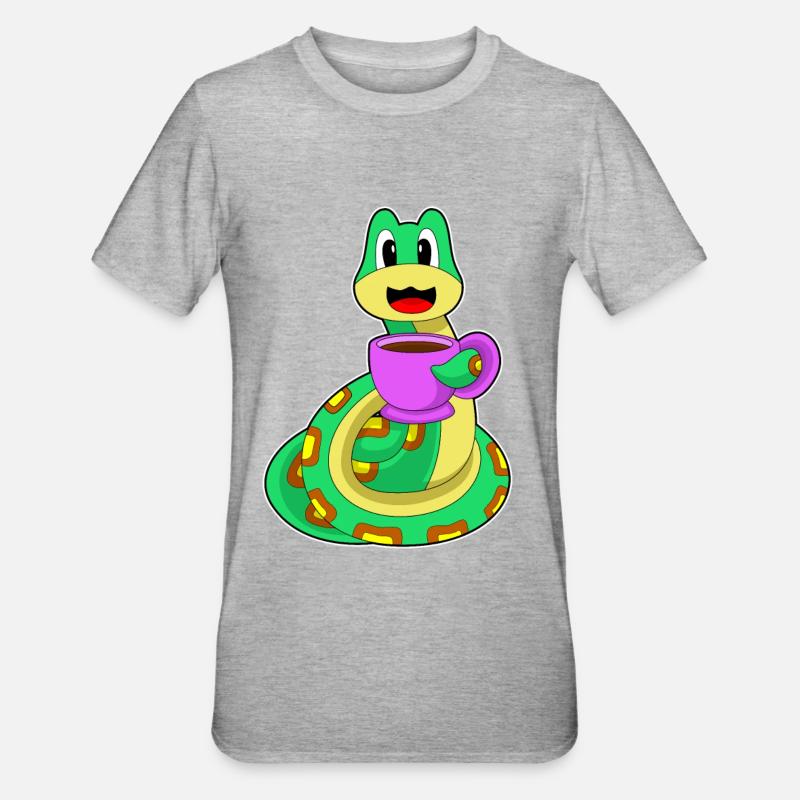 Snake Coffee - Unisex Polycotton T-Shirt - heather grey