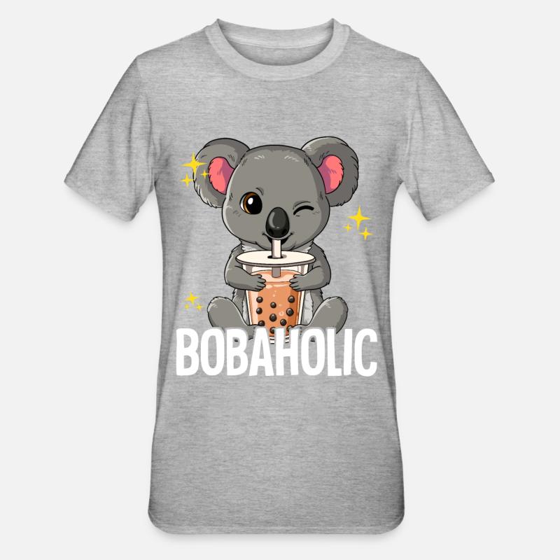 Bubble Tea Koala Boba Tea Bobaholic - Unisex Polycotton T-Shirt - heather grey