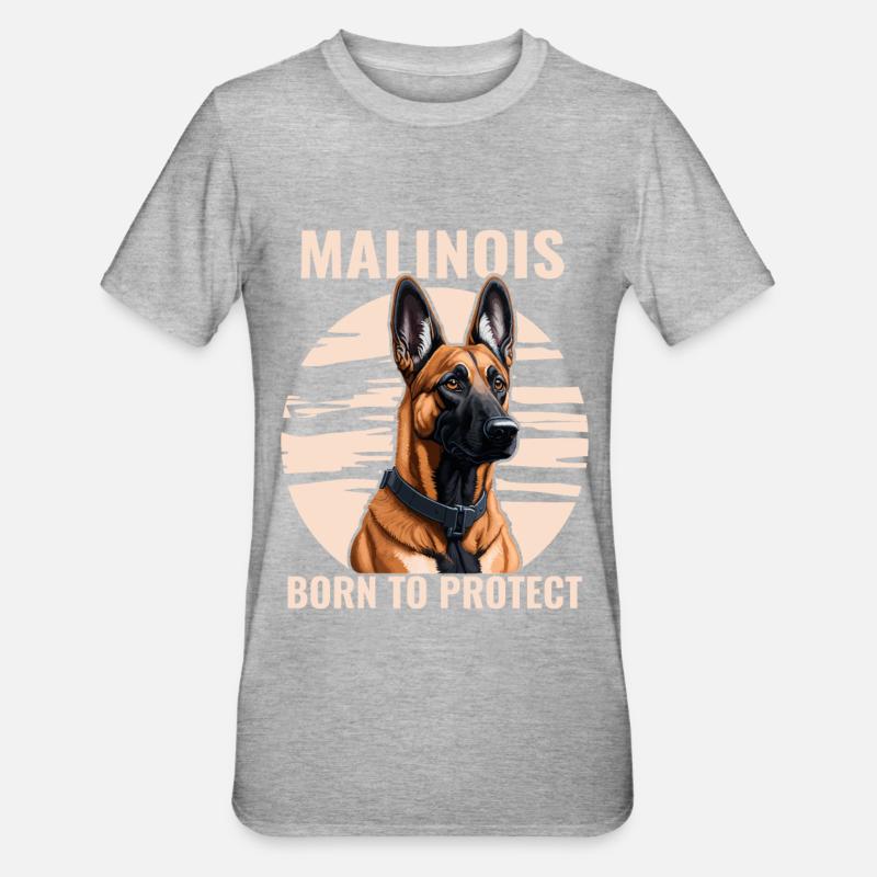 Malinois - Né pour protéger - T-shirt polycoton Unisexe - gris chiné