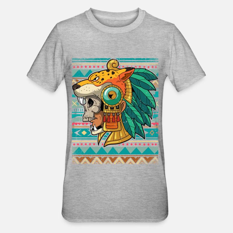 Guerrier aztèque mexicain Aztèques - T-shirt polycoton Unisexe - gris chiné