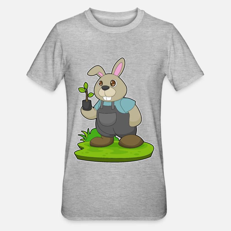 Rabbit Farmer Seedling - Unisex Polycotton T-Shirt - heather grey