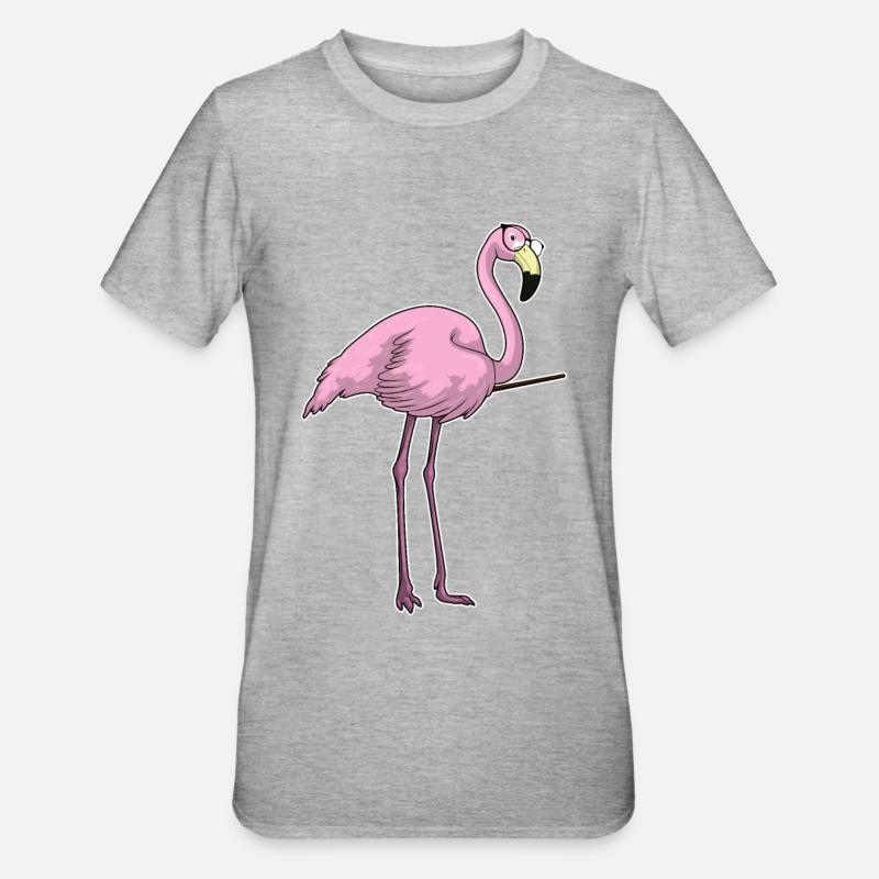 Flamingo Teacher Pointer - T-shirt polycoton Unisexe - gris chiné