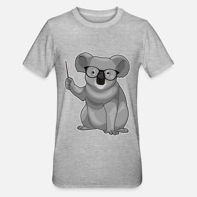 Koala Teacher Pointer - T-shirt polycoton Unisexe - gris chiné