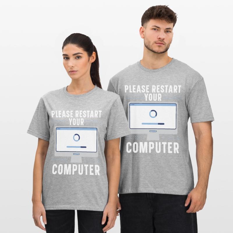 Please Restart Your Computer Coding Tech Support Unisex Polycotton T-Shirt