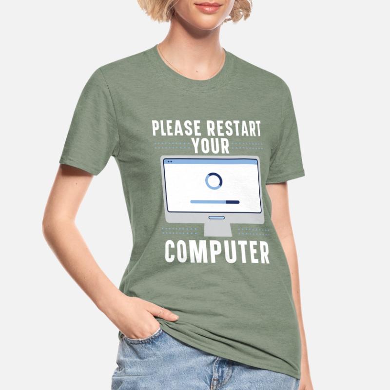 Please Restart Your Computer Coding Tech Support Unisex Polycotton T-Shirt