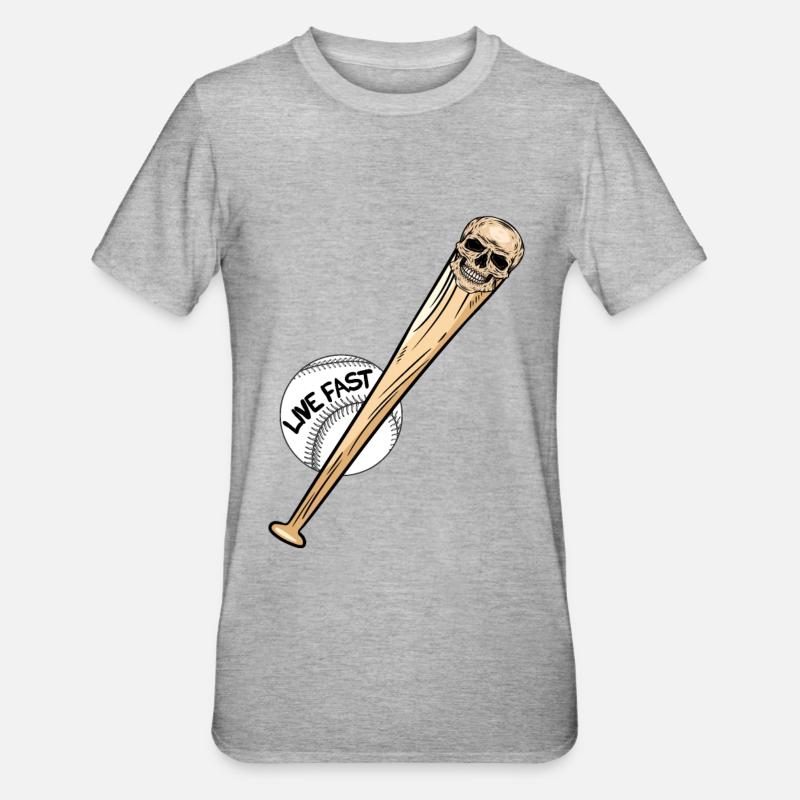 Baseball-Schädel Baseball Skull - Unisex Polycotton T-Shirt - Grau meliert