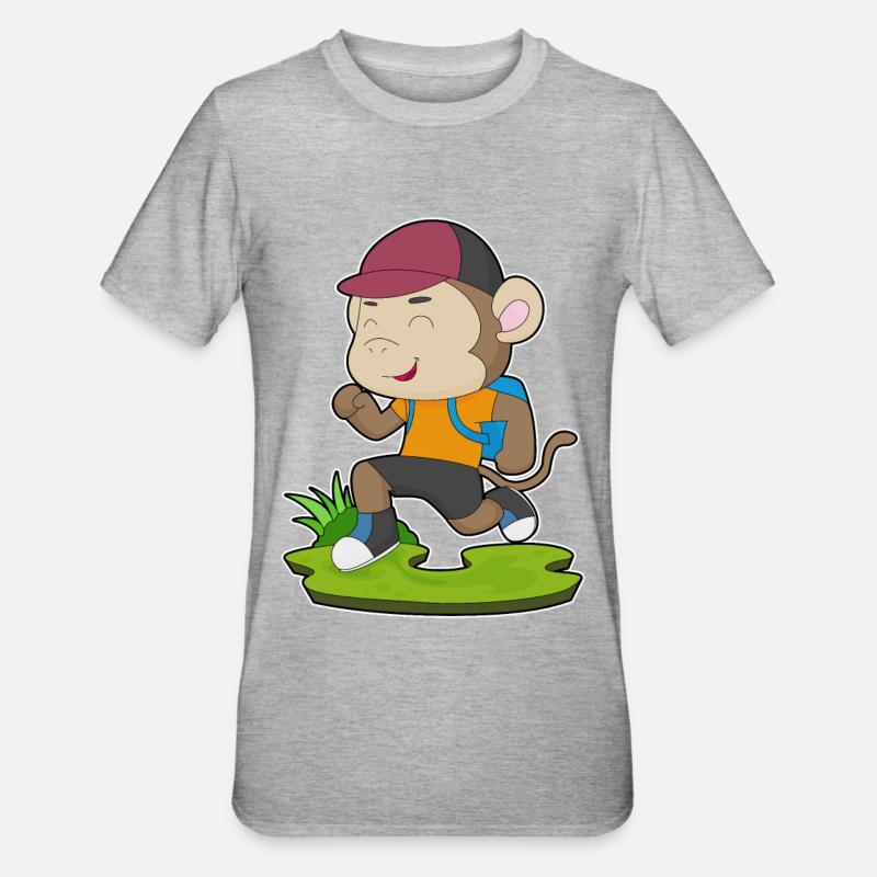 Monkey Wanderer Backpack - Unisex Polycotton T-Shirt - heather grey