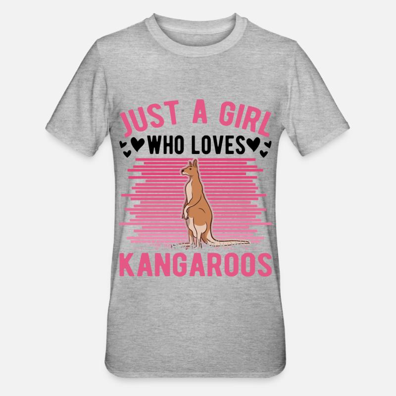 Australisches Känguru Mädchen Kangaroo - Unisex Polycotton T-Shirt - Grau meliert