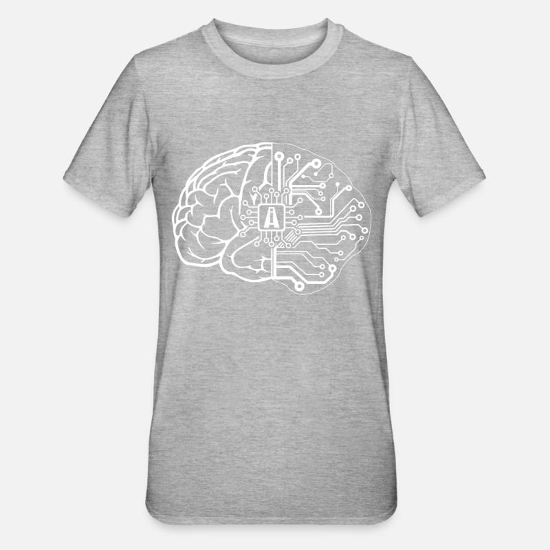 Artificial Intelligence Brain - Unisex Polycotton T-Shirt - Grau meliert