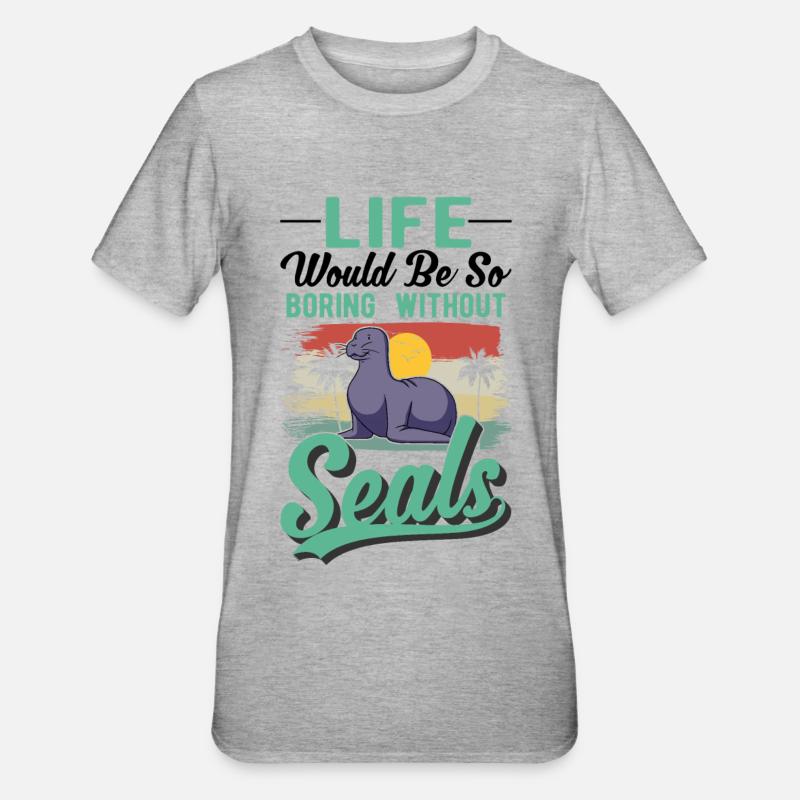 Robbe Geschenk Seehund Seelöwe - Unisex Polycotton T-Shirt - Grau meliert