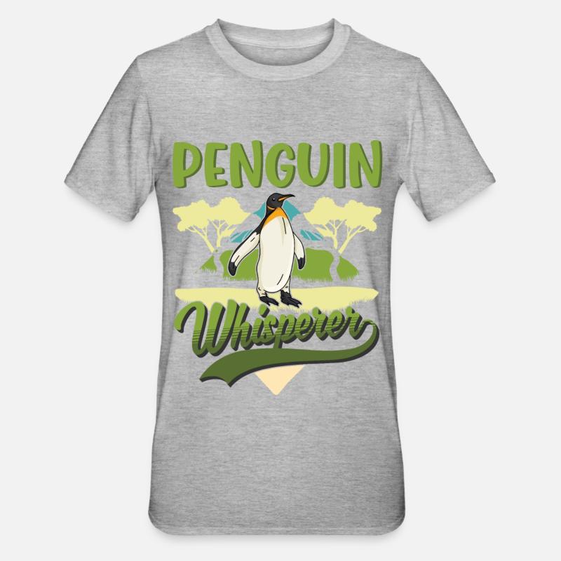 Pinguin Flüsterer Penguin - Unisex Polycotton T-Shirt - Grau meliert