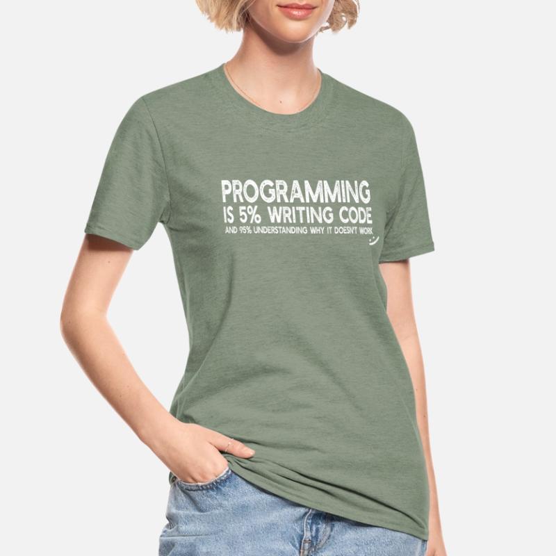 Programming is 5% writing code - Funny Programming Unisex Polycotton T-Shirt