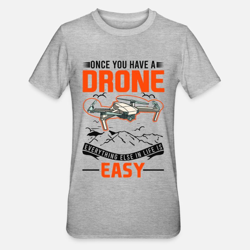 Drone Drone Pilot Quadcopter - T-shirt polycoton Unisexe - gris chiné