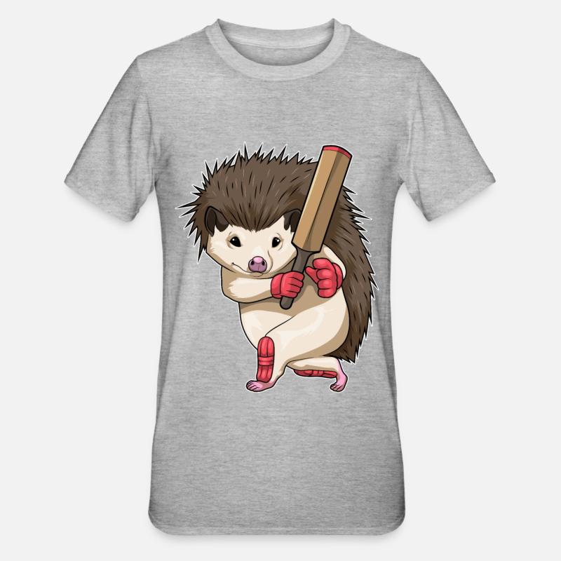 Hérisson Cricket Batte de cricket - T-shirt polycoton Unisexe - gris chiné