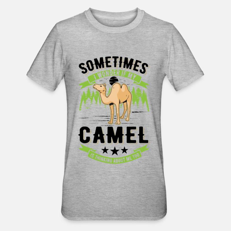 Kamel Geschenk Dromedar Camel Großkamel - Unisex Polycotton T-Shirt - Grau meliert