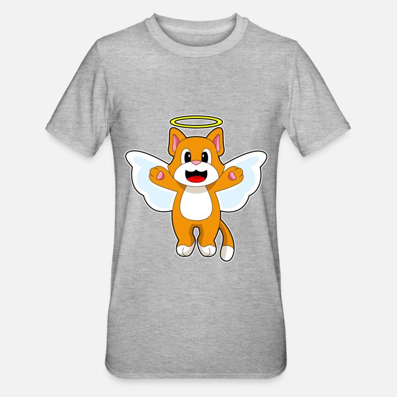 Chat Ange Ailes D’ange - T-shirt polycoton Unisexe - gris chiné
