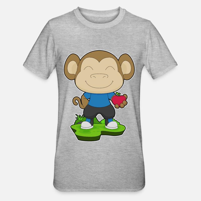 Monkey Apple Fruit - Unisex Polycotton T-Shirt - heather grey