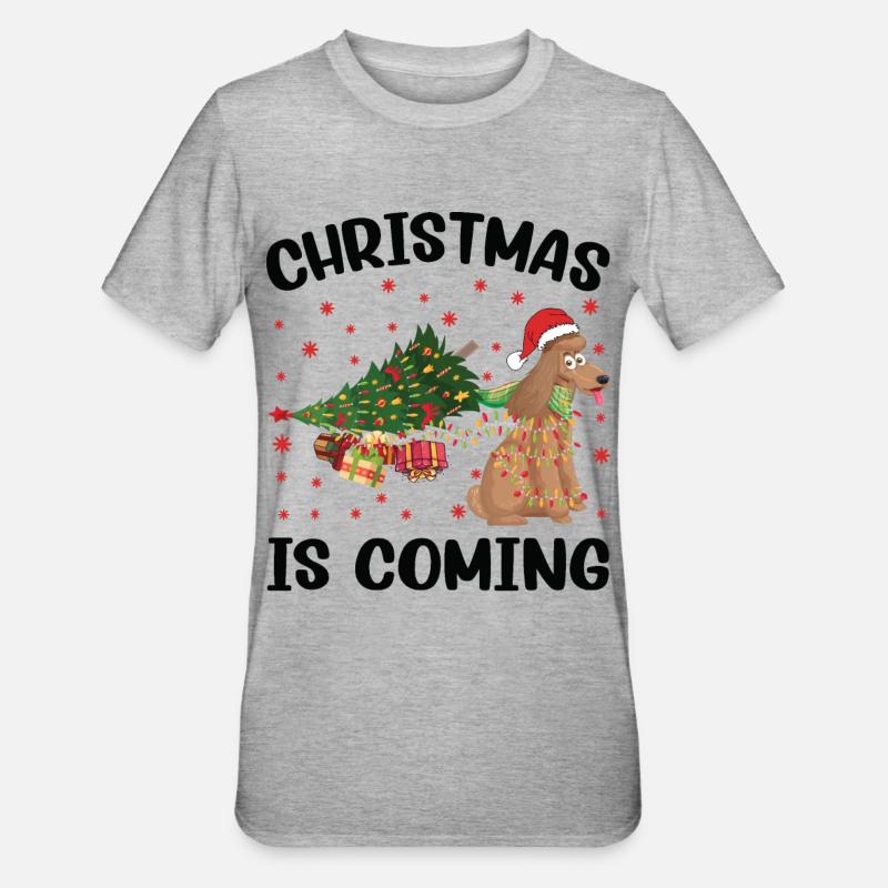 Noël arrive version chien - T-shirt polycoton Unisexe - gris chiné