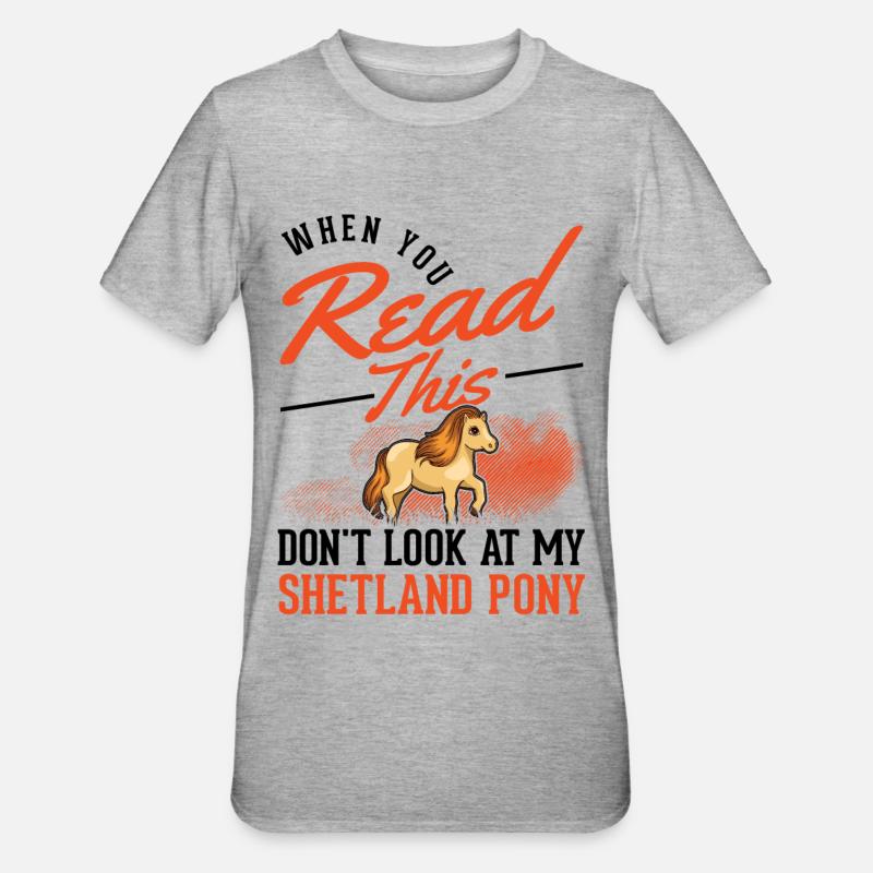 Shetland Pony Geschenk Shetty - Unisex Polycotton T-Shirt - Grau meliert