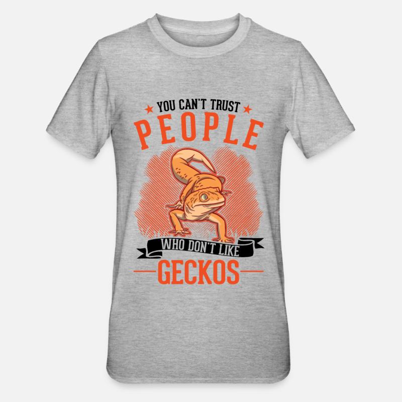 Gecko cadeau léopard Gecko - T-shirt polycoton Unisexe - gris chiné