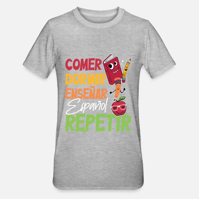 Professeur d’espagnol Maestra Professeur bilingue - T-shirt polycoton Unisexe - gris chiné