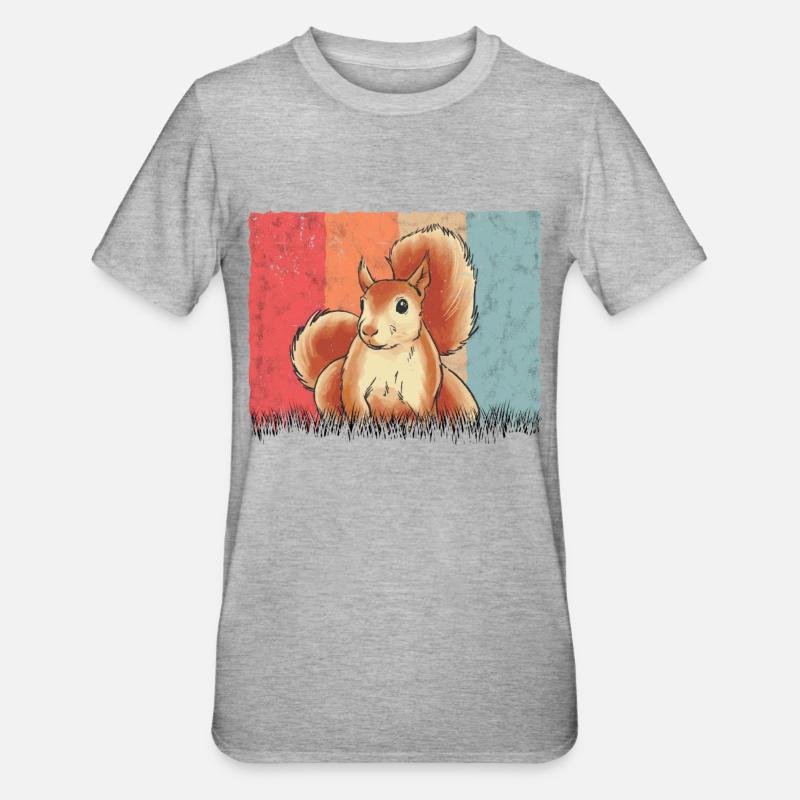 Eichhörnchen Retro Squirrel - Unisex Polycotton T-Shirt - heather grey