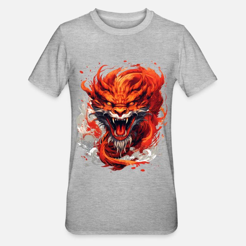 Dragon de feu 2024 - T-shirt polycoton Unisexe - gris chiné