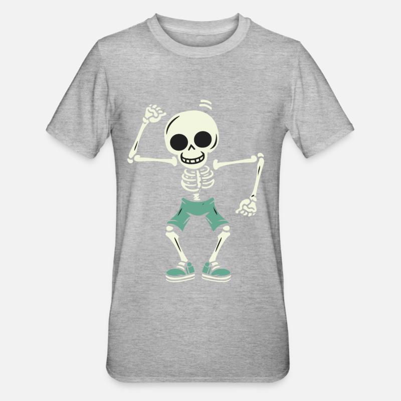 Teschio di scheletro danzante - Maglietta unisex, mix cotone e poliestere - grigio melange