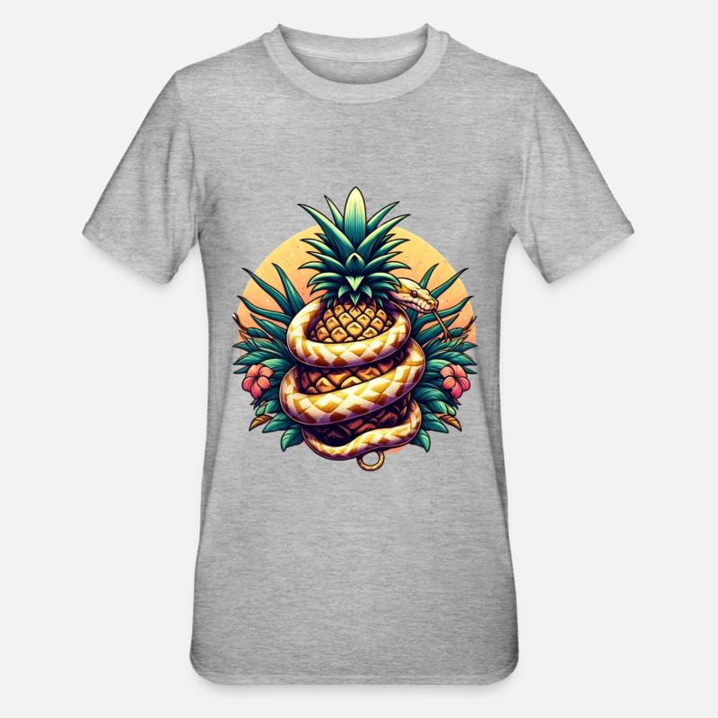 Python autour de l’ananas - T-shirt polycoton Unisexe - gris chiné