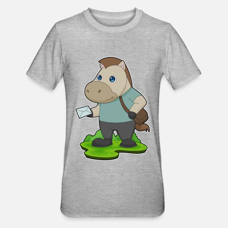 Lettre de cheval - T-shirt polycoton Unisexe - gris chiné